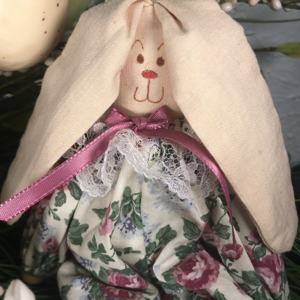 Bunny Rabbit Doll Set Shelf Sitters Easter Farmhouse Country VTG Mini Bunny Doll - Picture 9 of 14